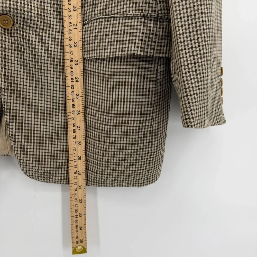 Canali Silk Wool Sport Coat Blazer Men 40R (50R IT) Brown Houndstooth Italy Made